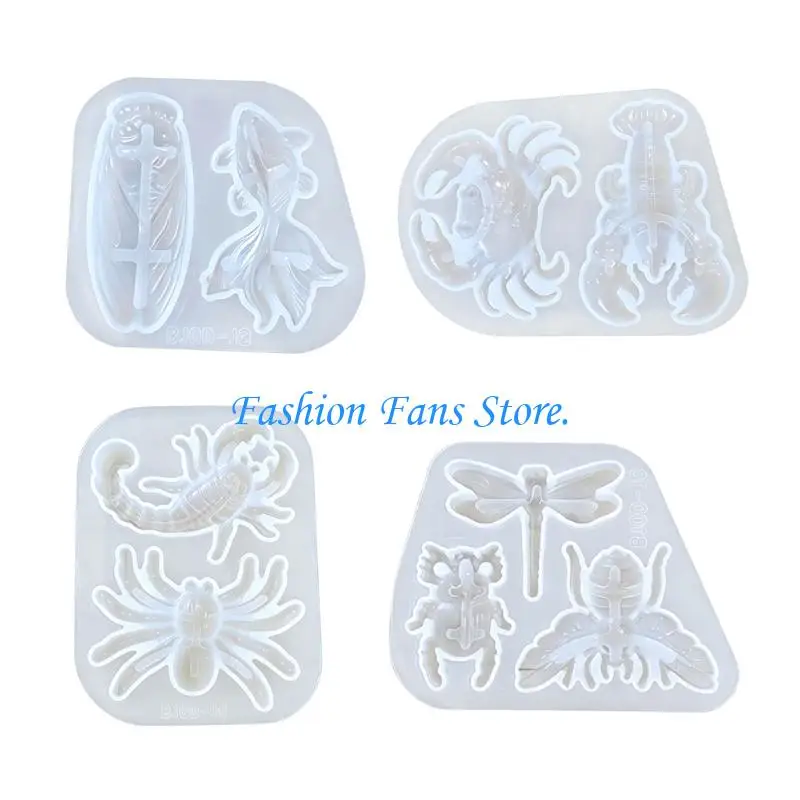  Translucent Resin Mold for DIY Craft Casting, Flexible Insect Sea Animal Theme