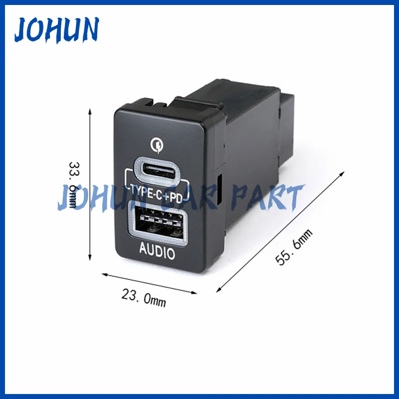 Car Quick Charger Dual USB QC3.0 Type C PD Interface Socket Auto Phone Fast Charging Adapter Button For Toyota New Model New