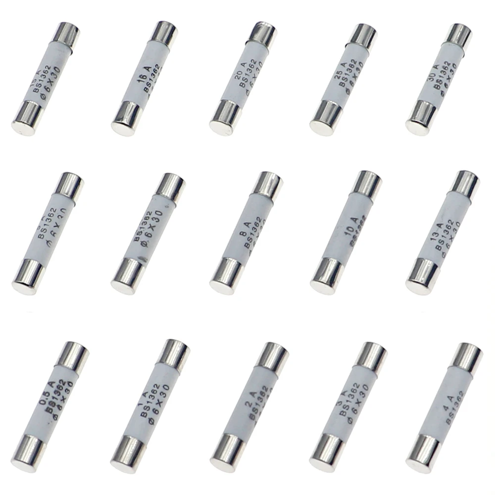 75pcs 6mm x 30mm 250V Fast Blow Ceramic Fuse Assortment Mixed Box kit 0.5A 1A 2A 3A 4A 5A 6A 8A 10A 13A 15A 16A 20A 25A 30A