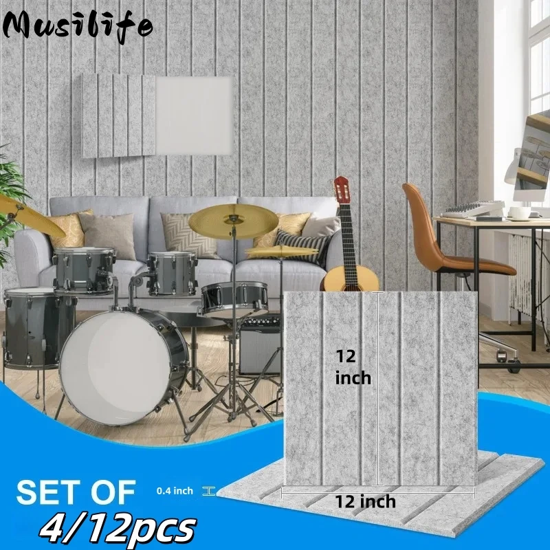 

9MM Thickness Sound-Absorbing Panels Sound Insulation Pads Echo Bass Isolation DIY Self-adhesive Background Felt Wall Sticker