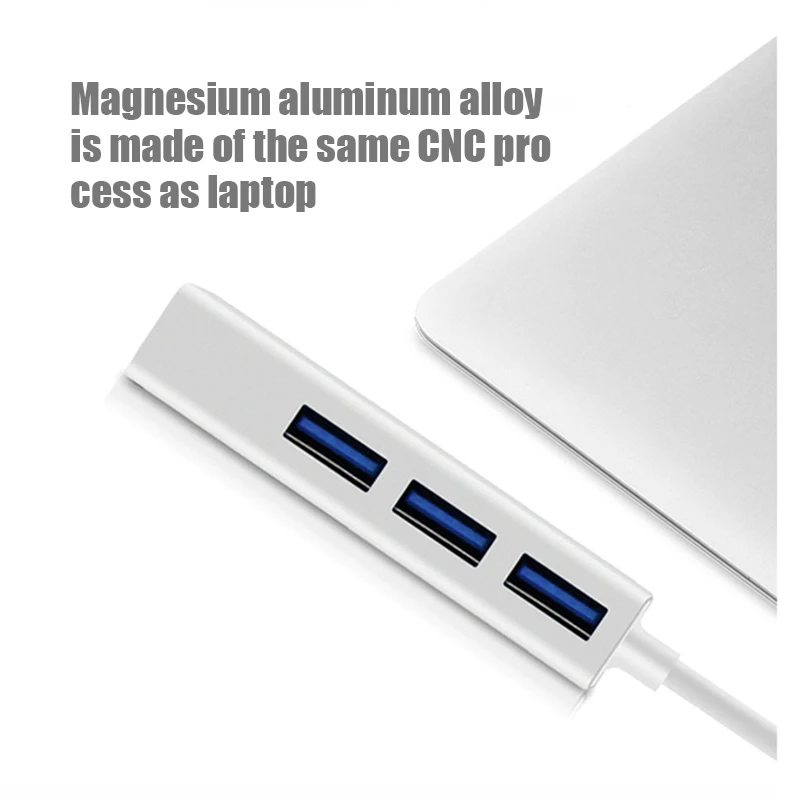 USB 3.0 1000Mbps Gigabite Ethernet RJ45 LAN Port Hub Type C 3.1 Extender Splitter Aluminium Shell USB-C Dock for MacBook Air Pro