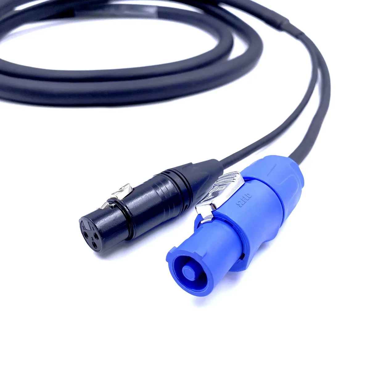 5m 16.40FT Powercon Blue Grey Plug 3Pin XLR DMX Hybrid Connector Cable for Stage Light