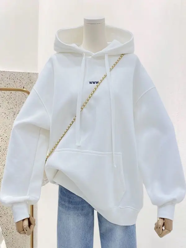 

Женская толстовка с капюшоном в американском стиле с буквенным принтом, свободный крой, модный повседневный уличный стиль, осень-зима, новинка