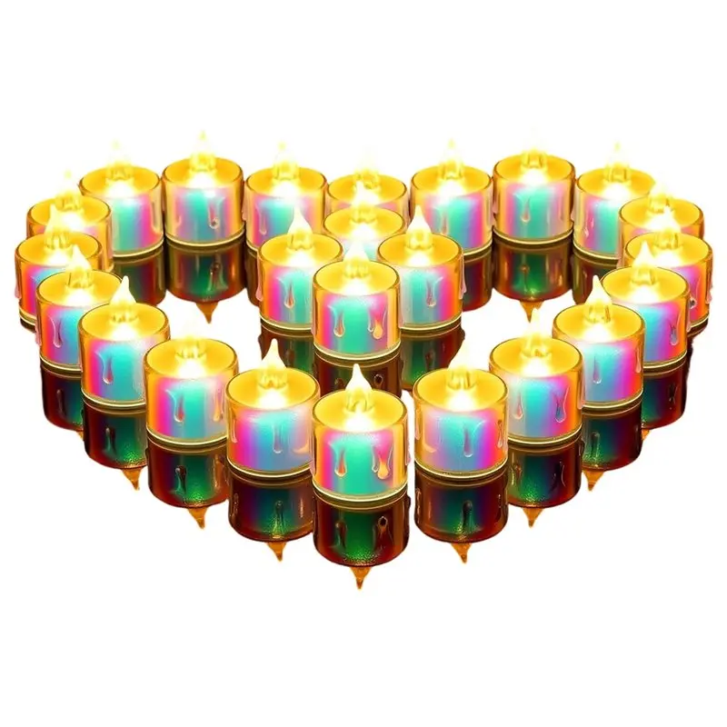 

Беспламенные свечи AB33-ED, 24 шт., светодиодные чайные свечи на батарейках в цветном корпусе из хрусталя для романтического вечера, свадьбы, вечеринки
