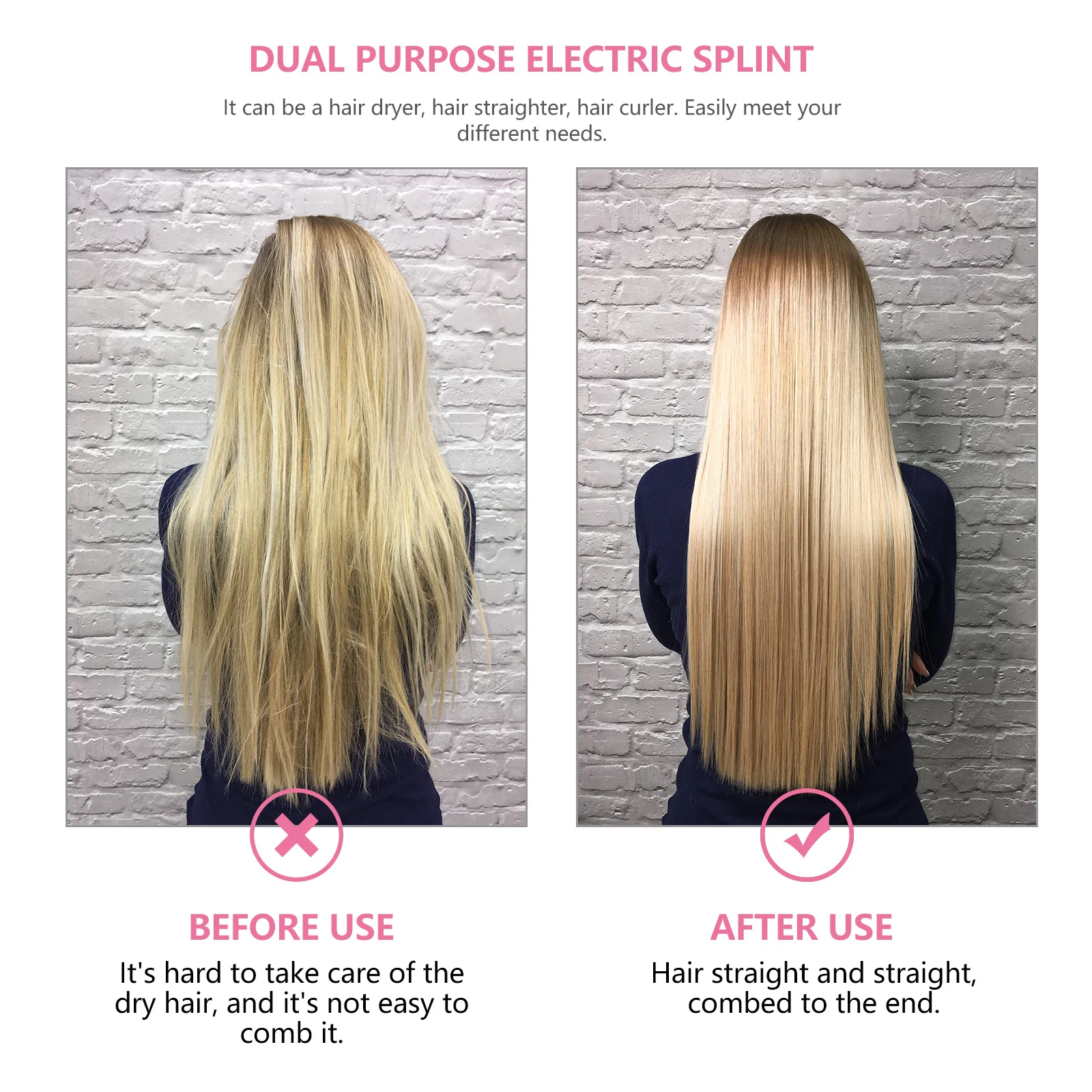 

USB Hair Straightener Curler Portable 3 Temperature Adjustments Easy Hold Travel Styling Iron Hair Straightener