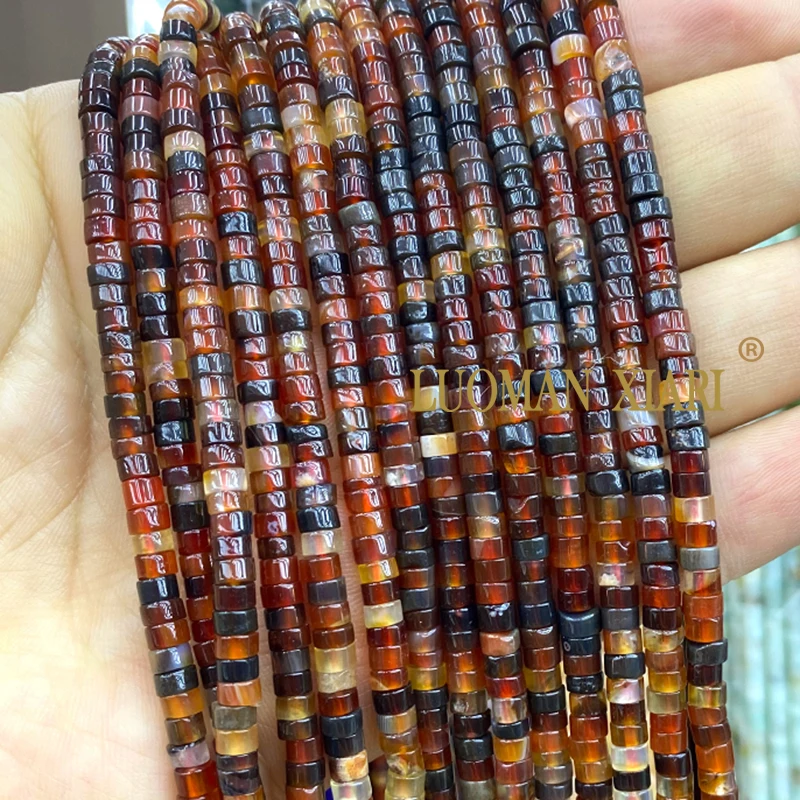 4x2MM Rondelle Natural Stone Dream Red Agate Flat Round Loose Spacer Beads for Jewelry Making Diy Bracelet Accessories