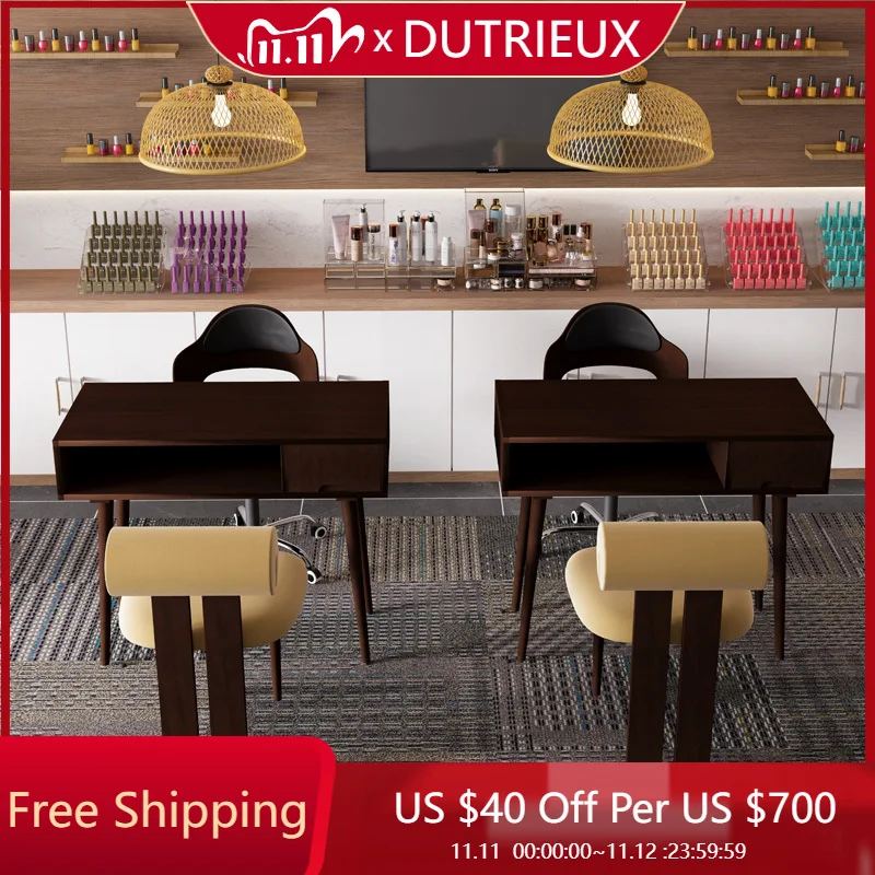 

Makeup Square Nail Desk Minimalist High Quality Simple Salon Nail Desk Hand Portable Mini Nordic Wood Nageltisch Salon Furniture