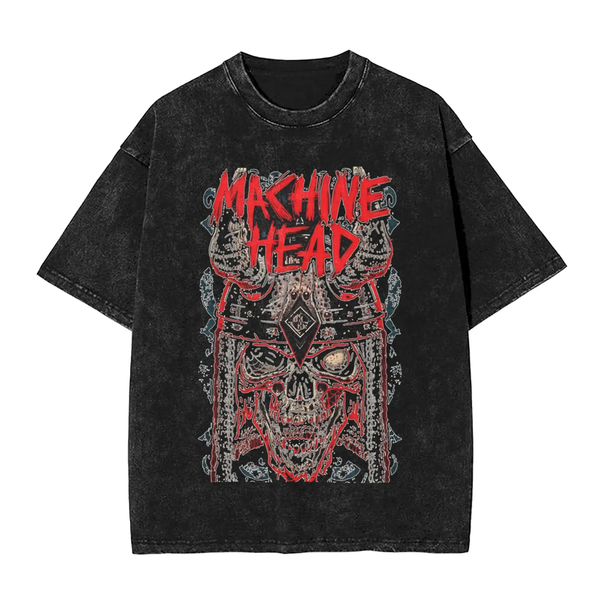 Streetwear Washed T Shirt Machine Head Classic Loose T Shirts  Popular Tshirt for Men Summer Y2K Fun Design Tees