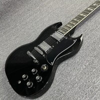 Great Value High Quality Black SG Electric Guitar Rosewood Fingerboard Mahogany Body 24 Tone Position Lightning Inlaid