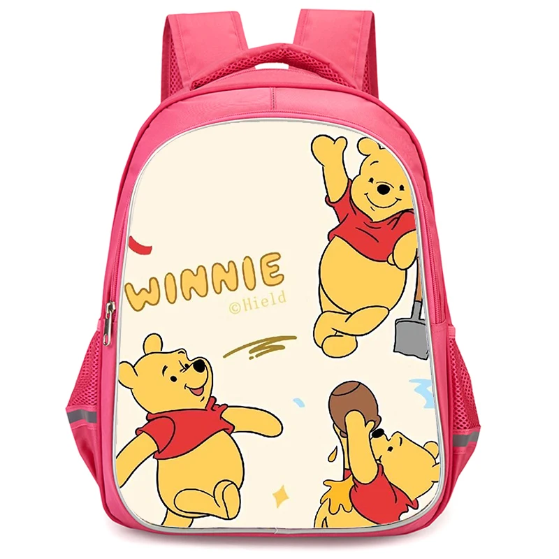 

Рюкзак для девочек с двойным карманом на молнии, розовые школьные сумки Винни-Пух с рисунком Винни-Пуха, прочные детские сумки 16 дюймов для школьников