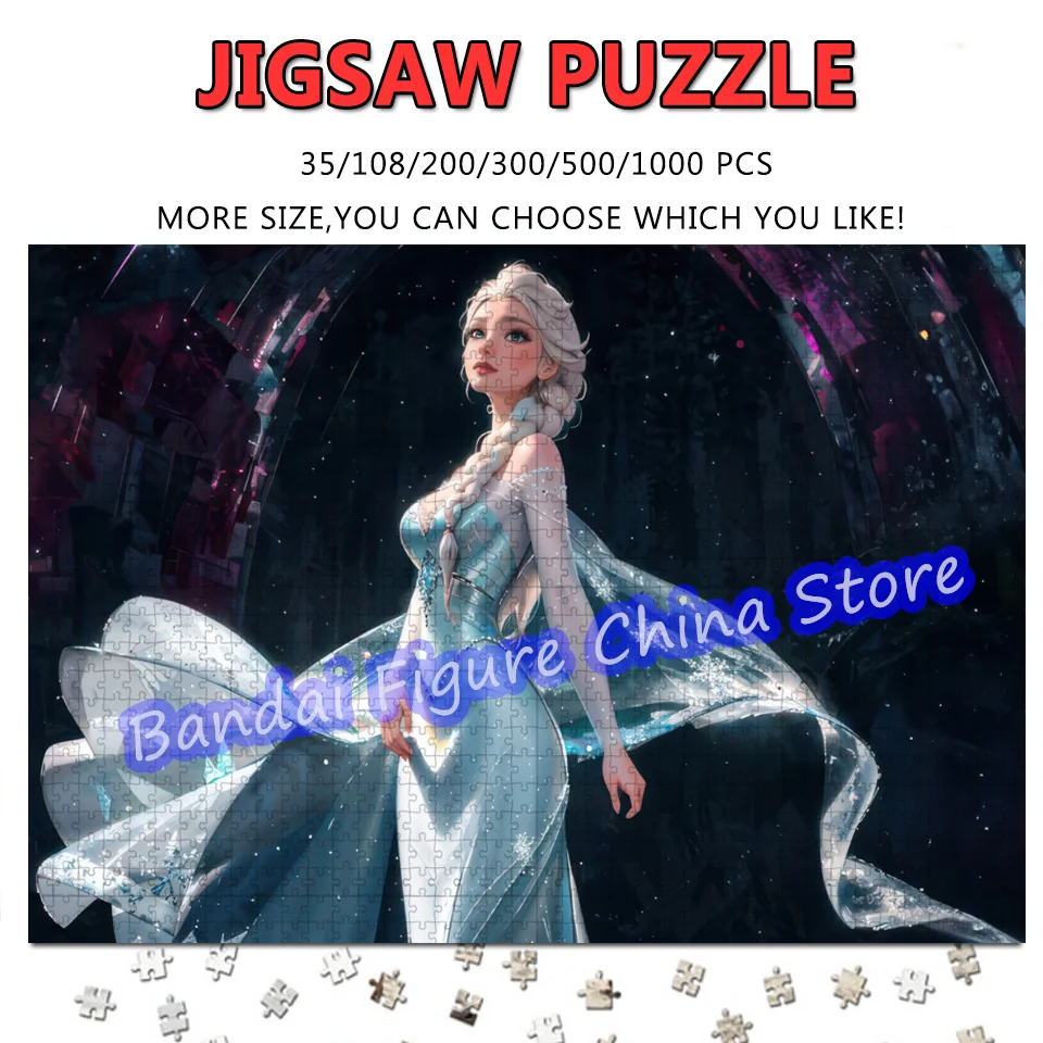 

Ice Queen Elsa Beauty Girl Print Puzzle Disney Frozen Anime 108/200/300/500/1000 Pieces Jigsaw Puzzles Decompress Toys Gifts