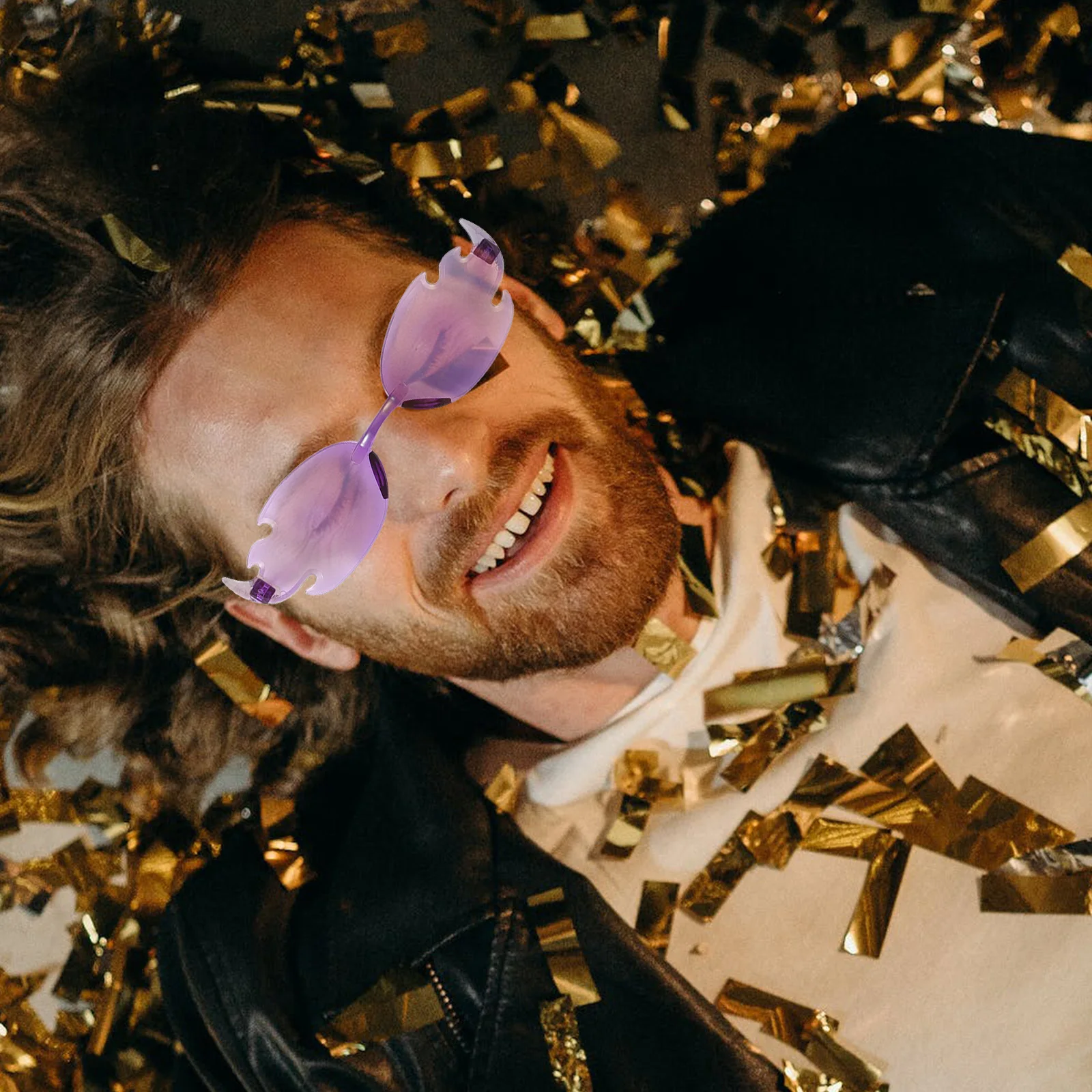 

12Pairs Rimless Sunglasses Trendy Flame Shape Frameless Sunglasses Colorful Party Glasses Disco Nightclub Fun Rimless Glasses