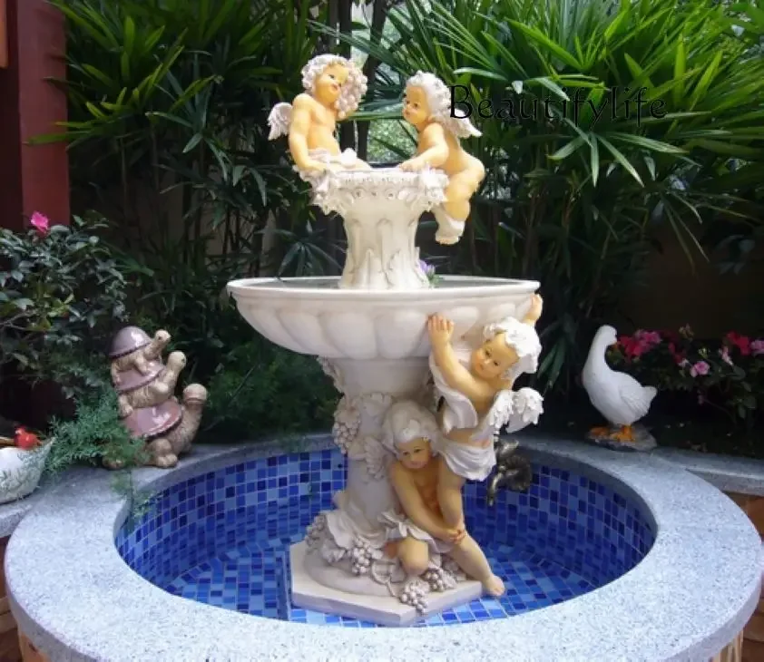 

ART European sculpture modern hall decoration ornament multi-layer running water fountain water feature handicraft courtyard