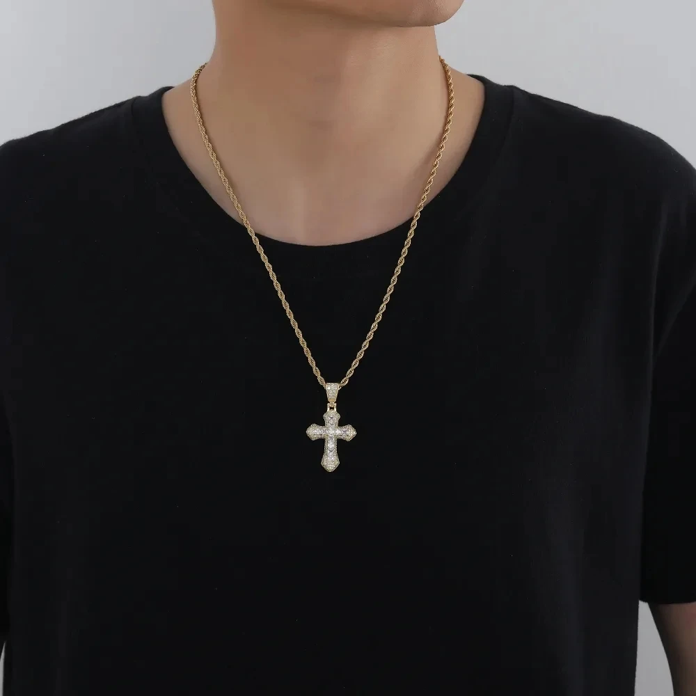 2025 Pink Red White Purple Blue 5 Color Cute Mini Small Colorful CZ Cross Pendant Necklace Hip Hop Men Women Fashion Jewelry