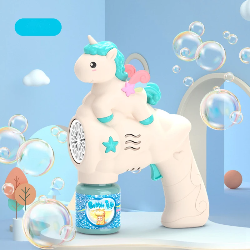 Hot Pony Bubble Machine for Bubble Gun Unicorn Bubble Machine Bubble Blower for Kids Soap Bubble Summer Toys Children Gifts