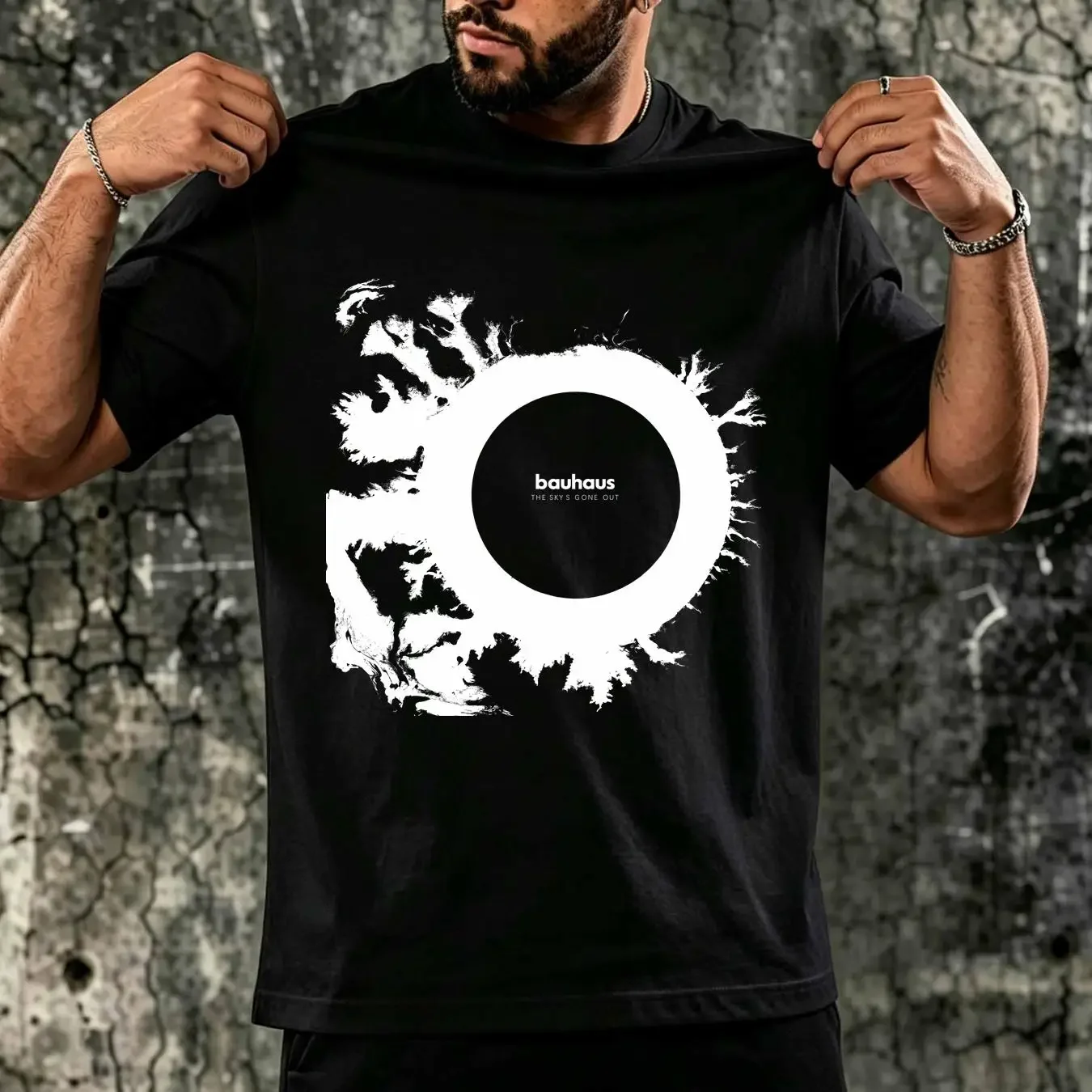 washed T Shirt Bauhaus The Skys Gone Out Grey OFFICIAL vintage Washed Versatile Stretched Top For Everyday Wear Slightly homme