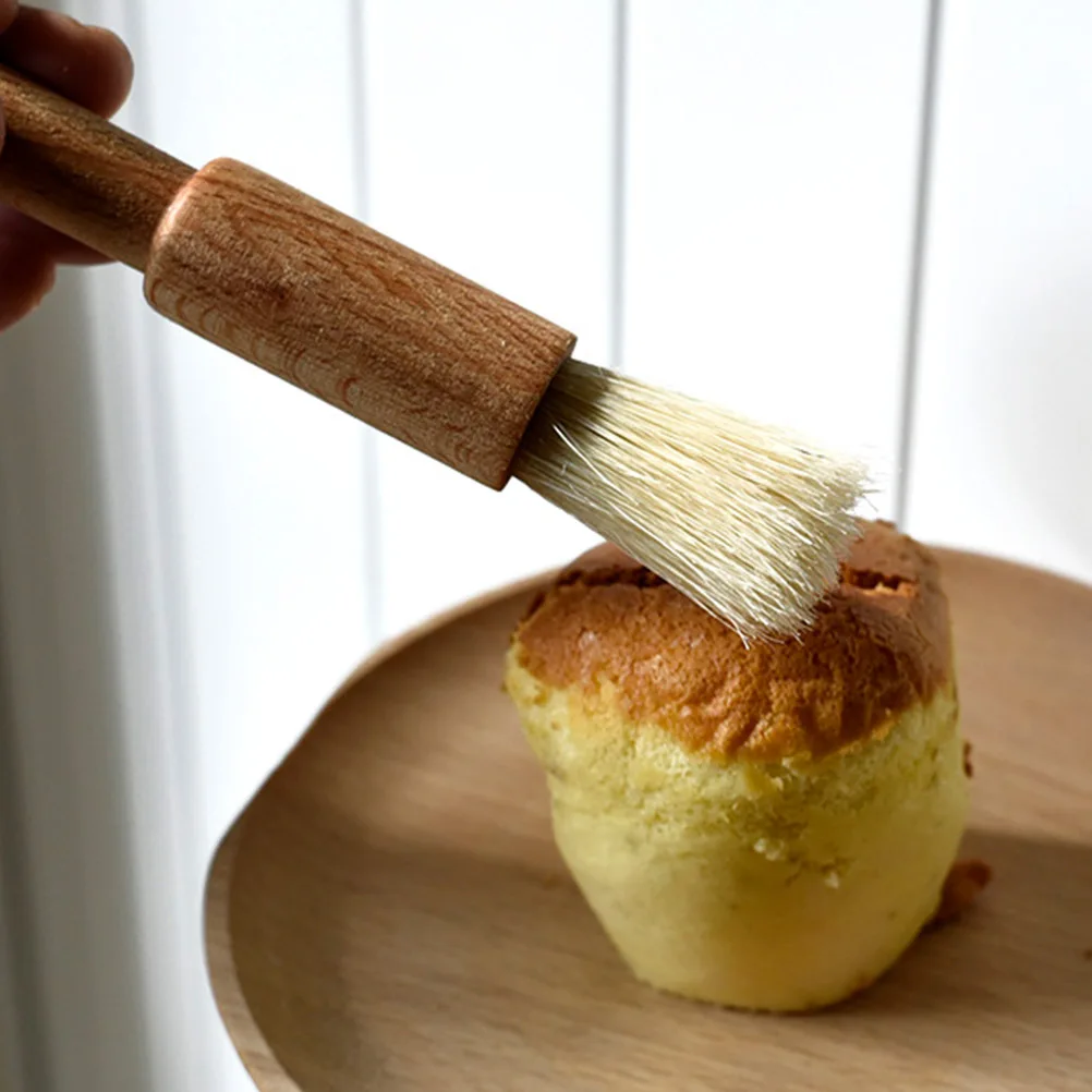 

2Pcs Pastry Brushes Baking Tool with Natural Bristles Round Flat Design for Kitchen Cooking Oil Application Bakery Essentials