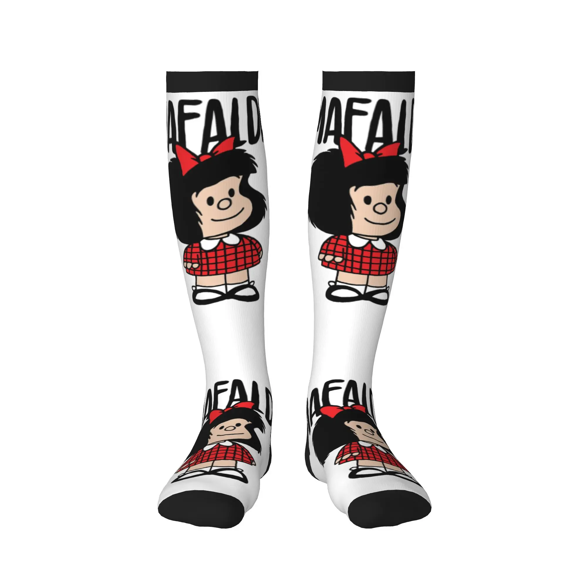 Manga Quino Mafalda Kawaii Cartoon Men's Sports Compression Socks Unisex Fun 3D Printed  Dress Socks