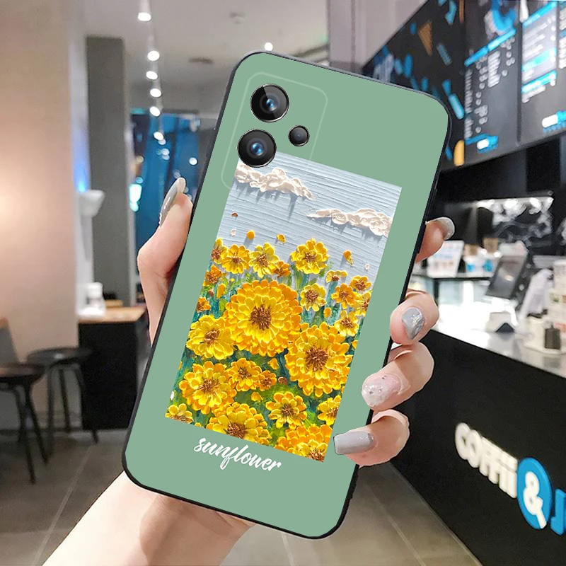 

Case for OPPO Realme GT 2 Pro X2 Pro XT C25S 9 8 7 6 Pro 6i GT Master C3 C21 C21Y C11 X3 SuperZoom Oil painting Flower Cloud