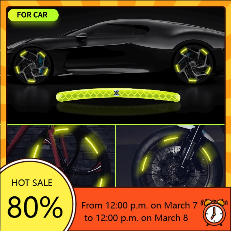 

VW GTI GOLF 5/20Pcs Reflective Strips Car Motorcycle Wheel Hub Stickers Car Styling Decal Sticker For Volkswagen VW Golf Polo Pa