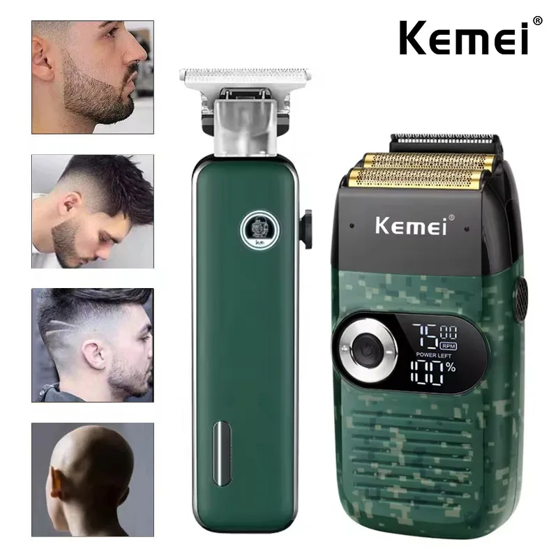 Kemei KM-5098 KM-2027 Professional Hair Clipper And Beard Trimmer New Design USB Rechargeable Shaver For Men Electric Clippers