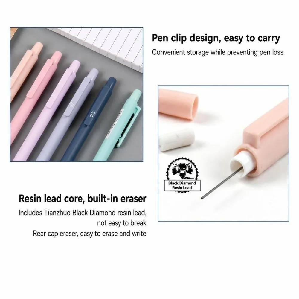 Macaron Color Mechanical Pencil Set 0.5/0.7mm with Lead Refills Eraser Automatic Pencils Propelling Pencil Kit Students