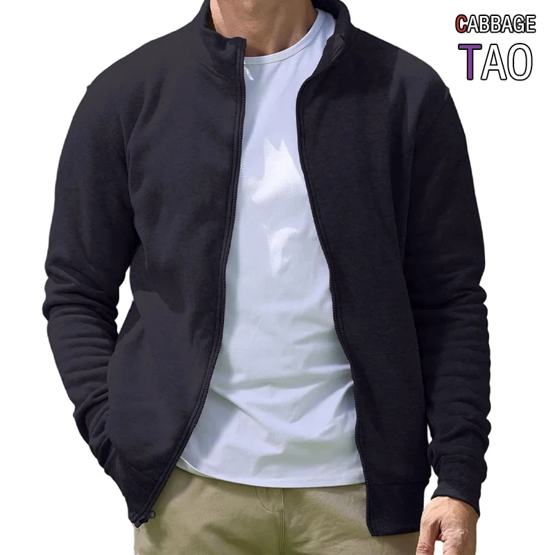 Sudadera con capucha y cremallera completa para hombre, informal, de color liso, manga larga, tipo cárdigan, ligera, para primavera, estilo moderno, chaqueta streetwear