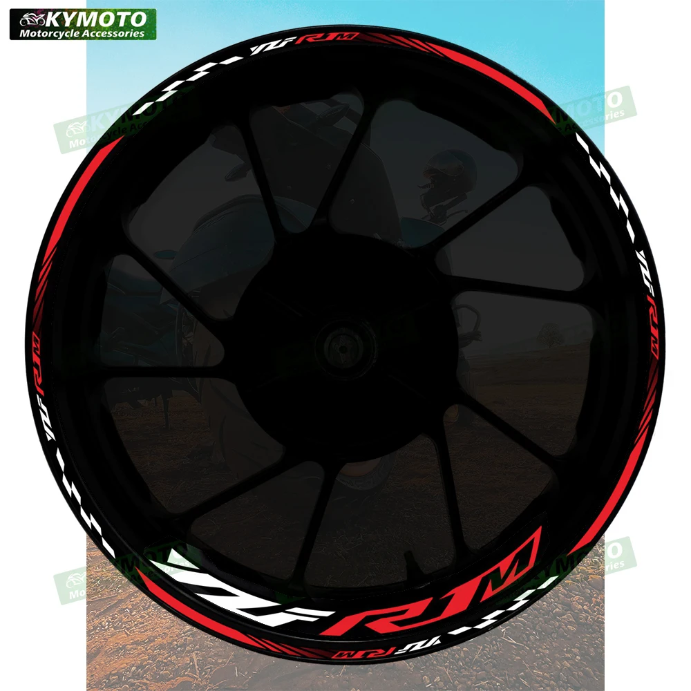 For YZF R1M R 1M motorcycle accessories 17 inch front and rear wheel decals fairing hub reflective rim stripe sticker decoration