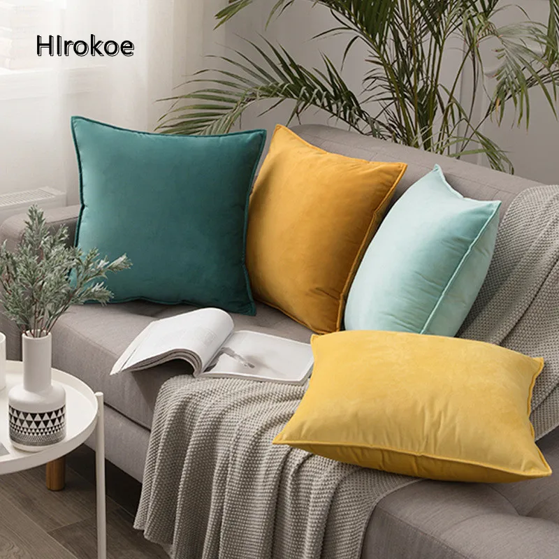 

Pillow Cover Home Decor Edged Velvet Lumbar Pillowcase Cushion Cover Super Soft Plush Living Room Bedroom Hotel Sofa Cushioncase