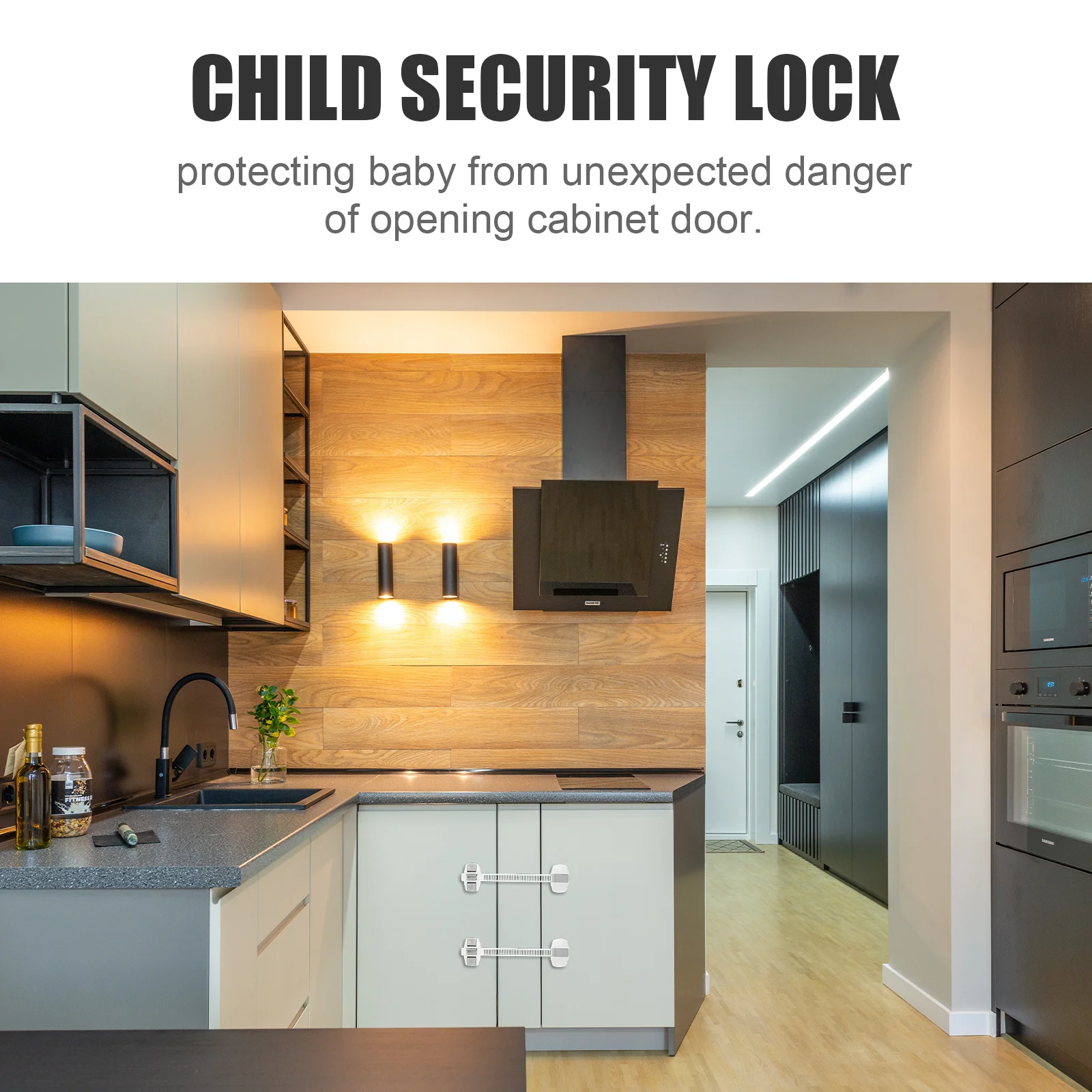 10 قطع قفل أمان متعدد الوظائف على شكل بسكويت، تصميم خزانة حماية الطفل، خزانة الثلاجة، درج، جهاز مضاد للقرصة، رمادي
