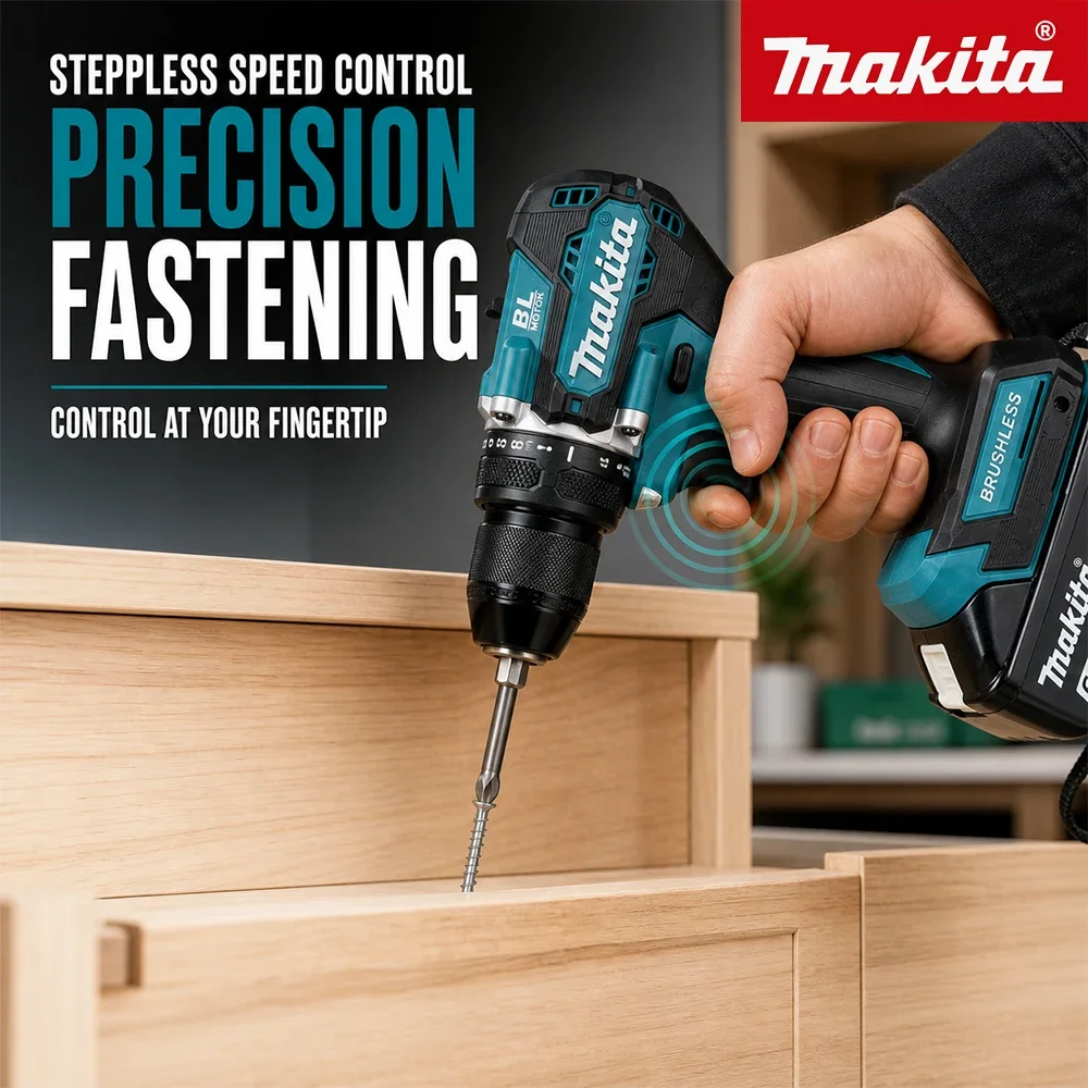 Makita DDF487 18V Cordless Brushless Electric Drill Driver Compact High Torque Electric Variable Speed Brushless Motor Tool