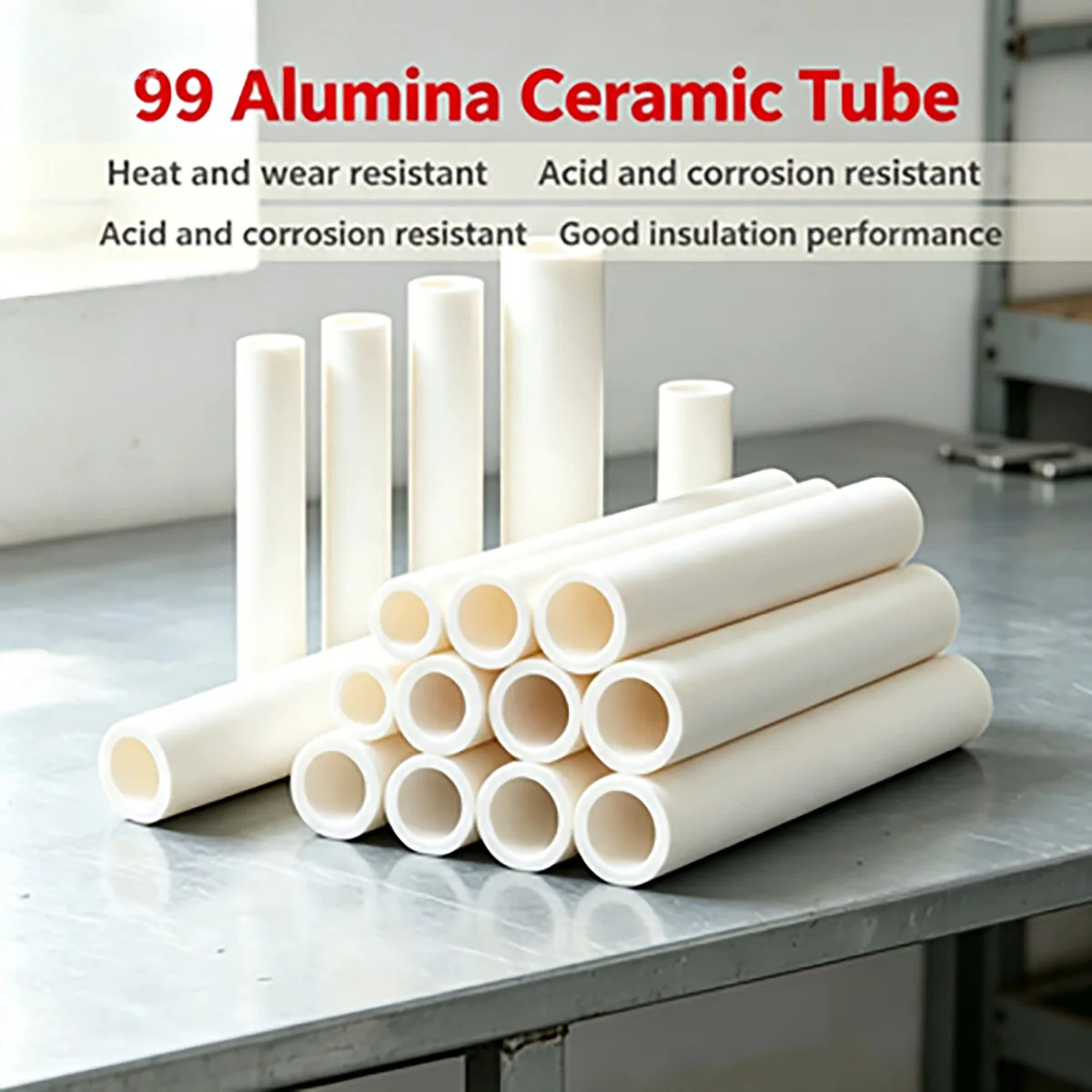 High Temperature Anti-Corrosion 99 Alumina Ceramic Hollow Tube for Insulation Protection