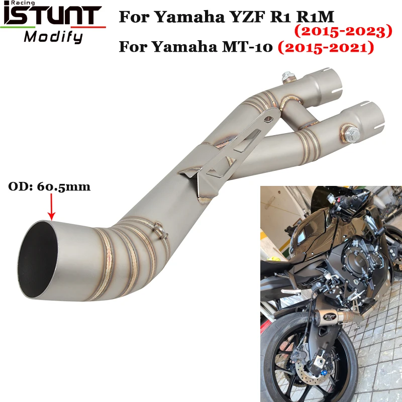 

Slip On For Yamaha YZF R1 R1M 2022 2023 MT10 2015-2021 Motorcycle Exhaust Escape Systems Mid Link Pipe Connection 60mm Muffler