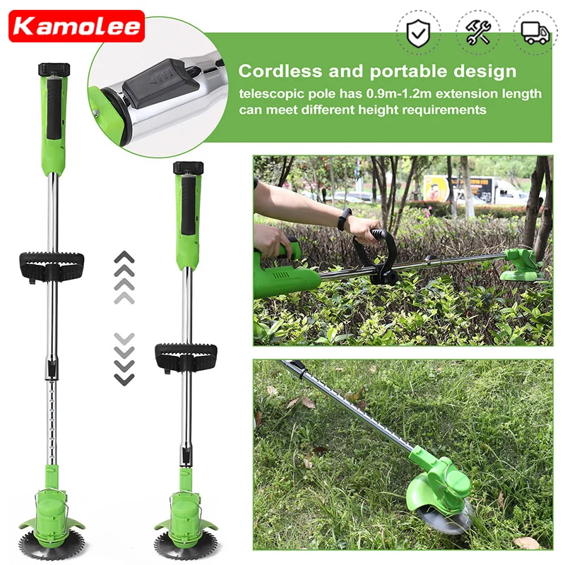 

Kamolee Electric Lawn Mower 24V Cordless Grass Trimmer Length Adjustable Cutter Household Garden Tools