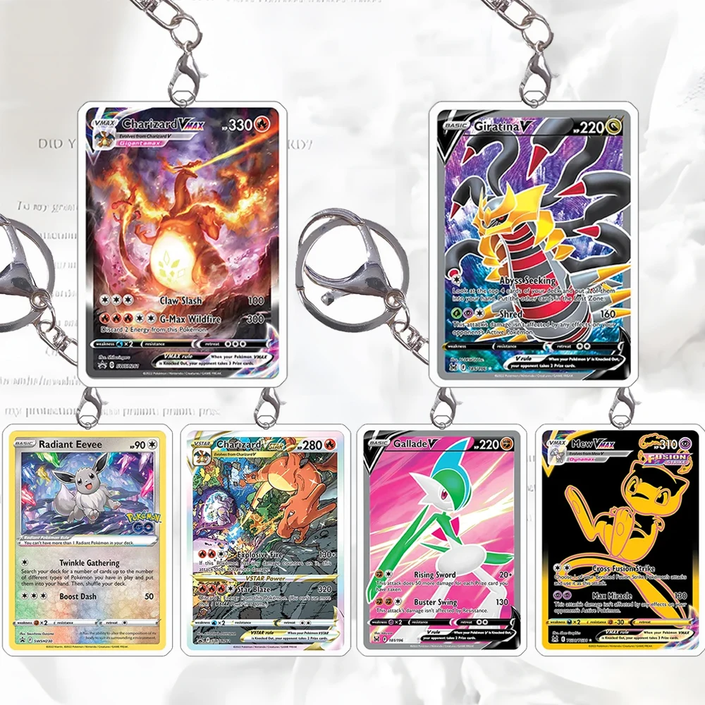 Брелок-карточка-ptcg-pkm-Чаризард-Ивэй-Мьют-Гиратина-Вульпикс-—-промо-персонажи-аниме-игры-акриловый-подвес-для-декора-своими-руками