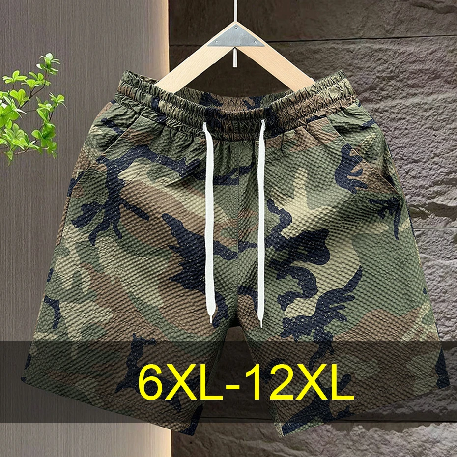 Summer Camo Shorts Men Plus Size 10XL 12XL Hawaiian Beach Shorts Stretch Male Fashion Casual Elastic Waist Short Pants