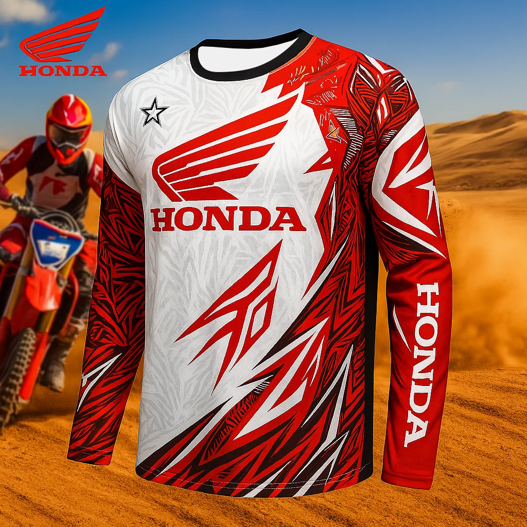 

Honda Motorcycle Quick Dry Jersey, Long Sleeve Breathable Racing Shirt, Comfortable Dirt Bike Gear for Daily Outdoor Use