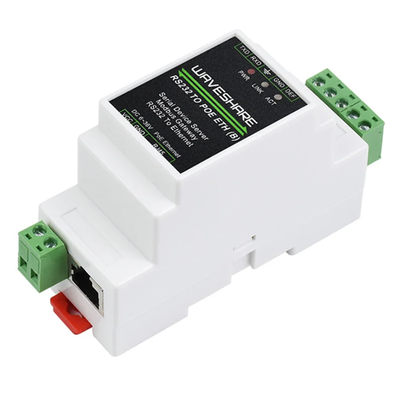 A40Z-Waveshare Industry Rail Type Serial Server RS232 zu RJ45 Ethernet-Modul 300-115200Bps TCP/IP zu seriellem Modul