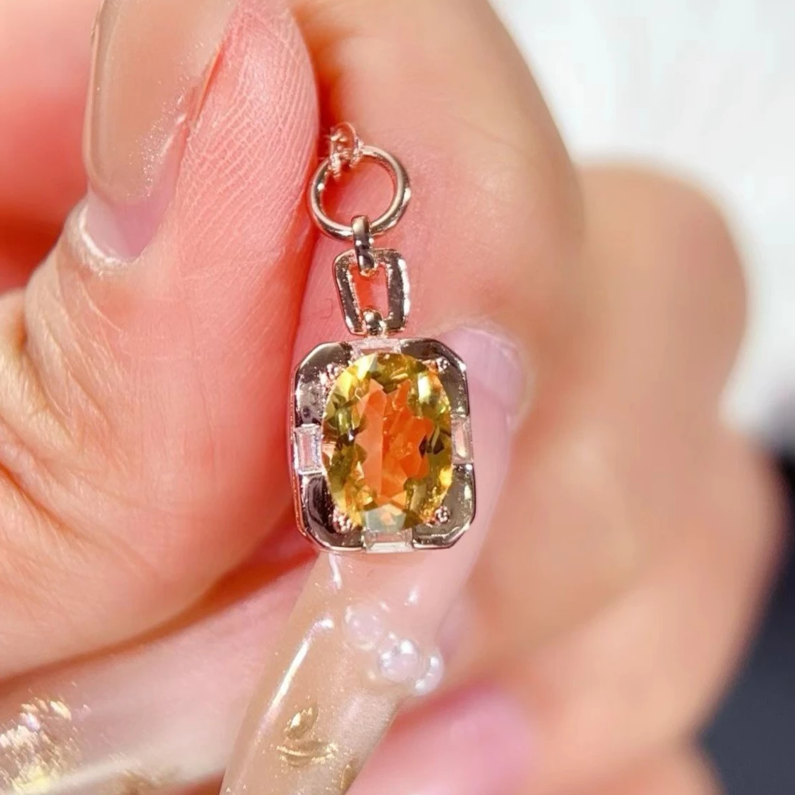 

Подвеска из натурального цитрина VVS с сертификатом, 6мм*8мм, 1 карат, подвеска-кулон из натурального цитрина с 3-слойным покрытием из 18-каратного золота