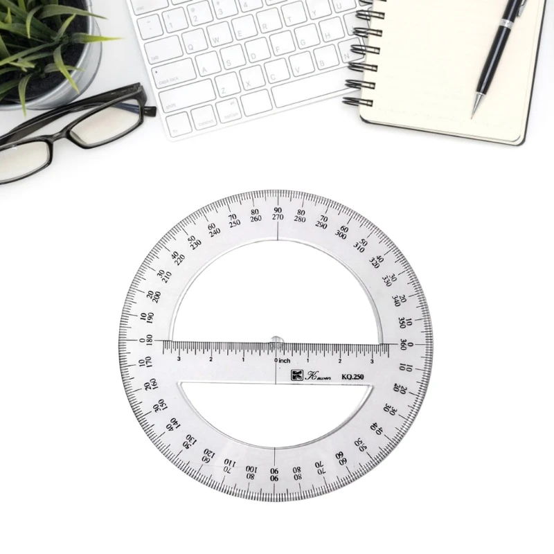 25cm Circle Protractor 360 Degree Protractor Ruler Math Geometry Tool for School Classroom Office Drawing Measuring D2RC