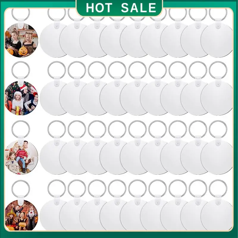 

My Home 72 Pieces Sublimation Blank Keychains Kits With Heat Transfer Keychain MDF Blank Keychain Blank DIY Keychain (Round)