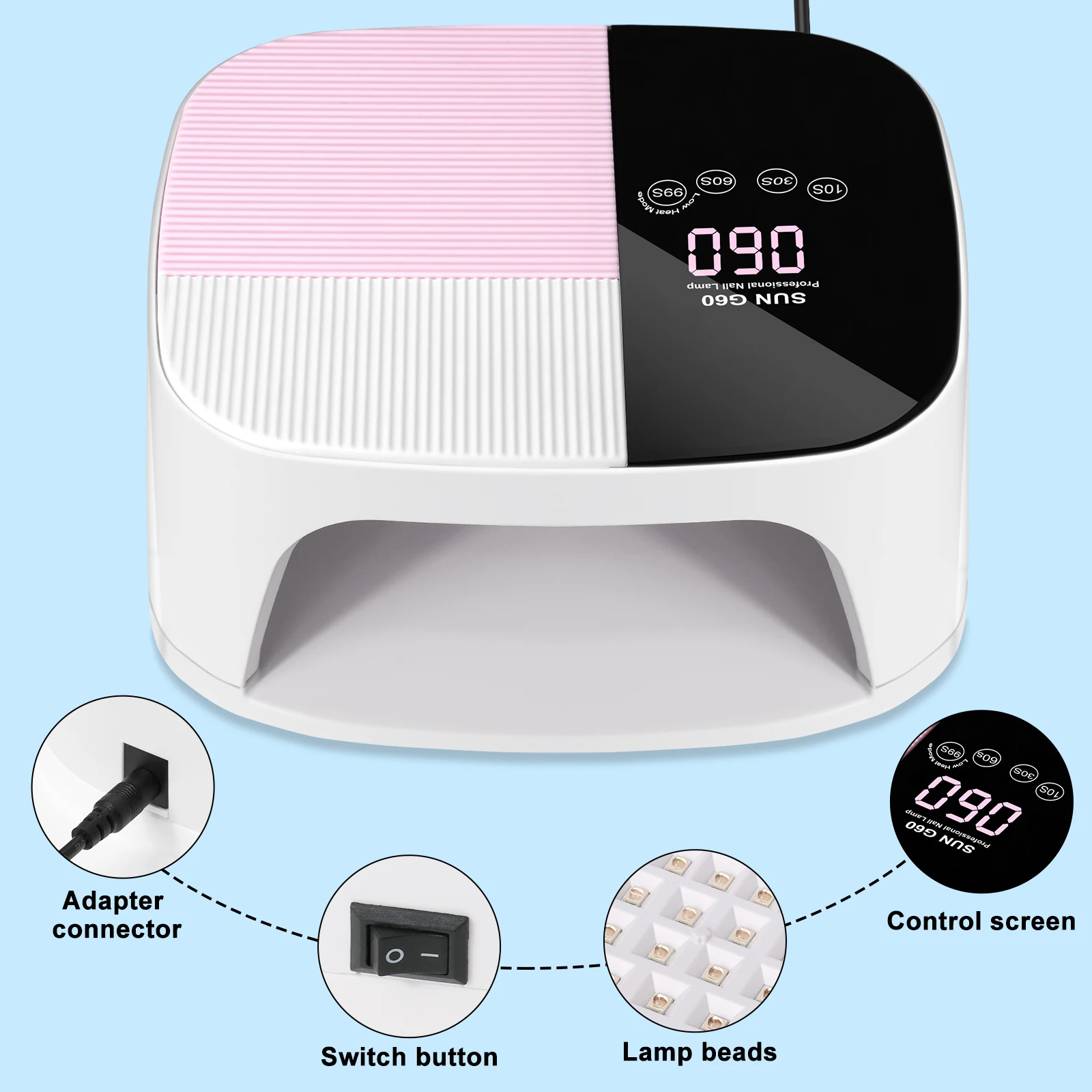 Professional 45 LED Nail Dryer Gel Nail Polish Curing UV Light with Timer Automatic Sensor Nail Lamp For Nail Salon Tools