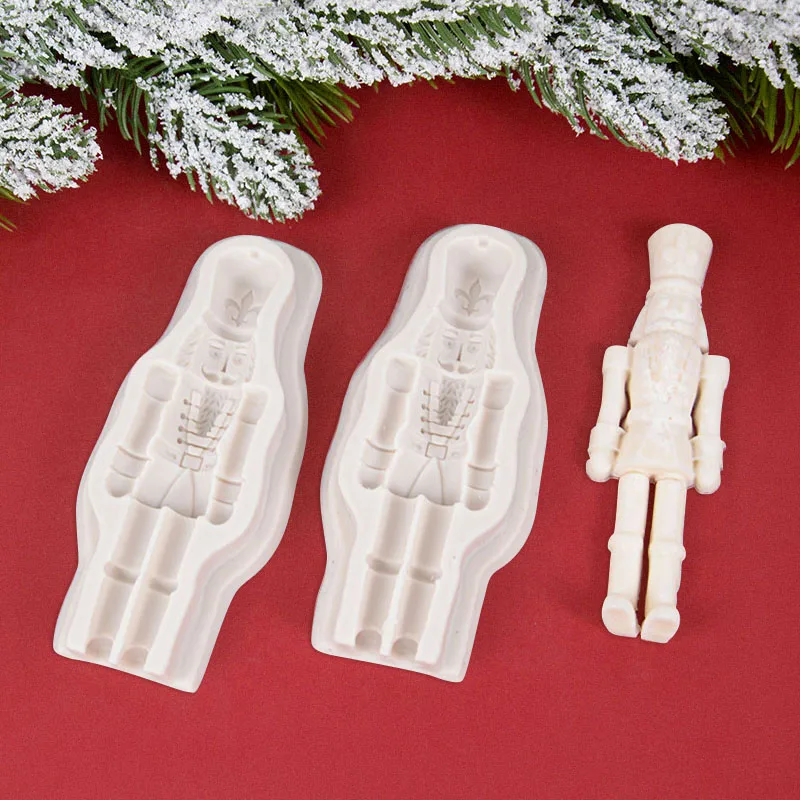 Christmas Nutcracker Soldier Silicone Mould Fondant Cake Biscuits Mold For Xmas Party Baking Cake Decor New Year Cupcake Topper