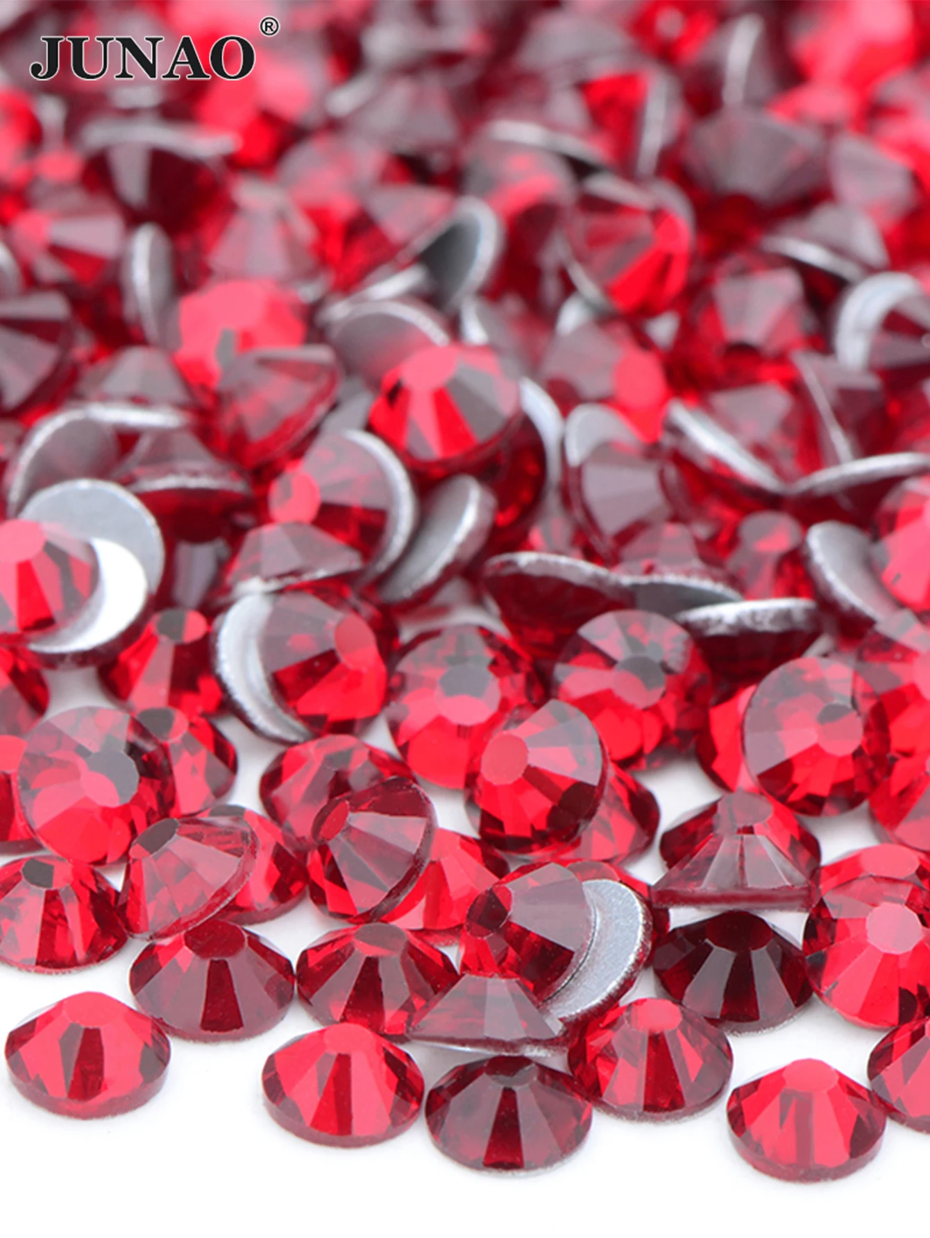 JUNAO Dark Siam ss6 ss10 ss20 ss30 Non Hot-Fix Crystal Beads Nail Rhinestones Applique Flatback Glass Strass Stones For Crafts