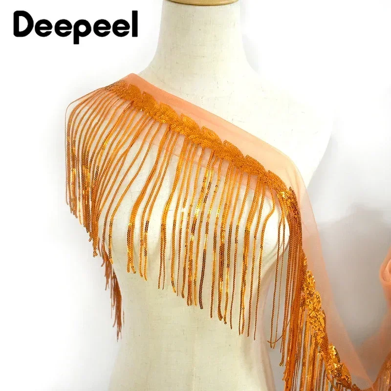 10Yards Deepeel 18cm Sequins Tassel Fringe Trim Colorful Fabric Fringes Ribbon Wedding Dress Clothes Curtains Sewing Accessories