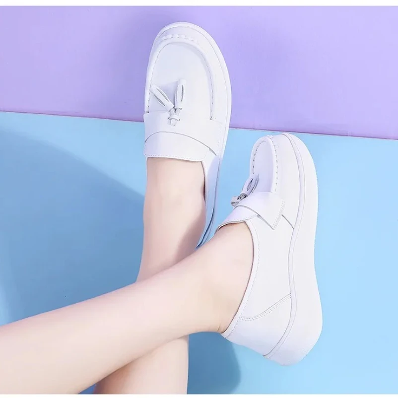 2025 النساء المتسكعون لينة أحذية تمريض حذاء مسطح الكاكي جودة عالية موضة الربيع الأحذية الإناث النساء قفل معدني المتسكعون زلة #3