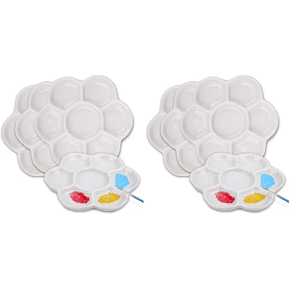 

Набор из 4 керамических палитр для художников, 7-секционные палитры-цветочки для смешивания масляных и акварельных красок (комплект из 2 штук)