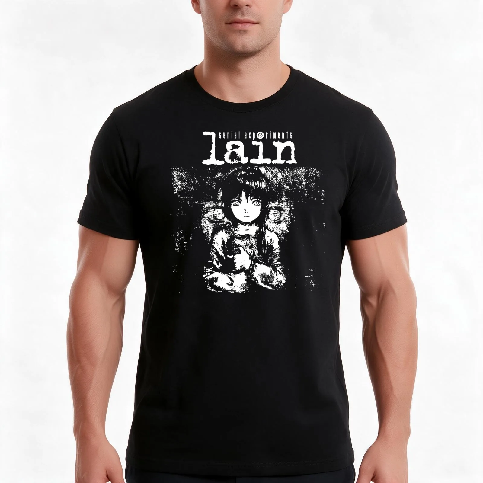 Serial Experiments Lain T-Shirt, Summer Casual Cotton Tee, Oversized Streetwear Tops, Vintage Graphic Print, Unisex Men Women
