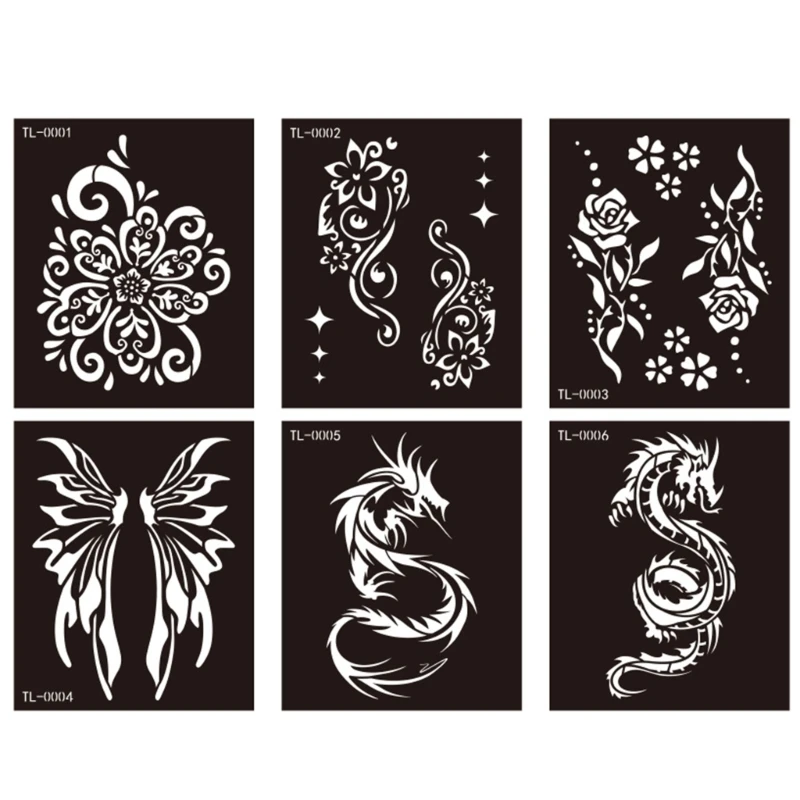 Hennas Tattoos Stencils Body Art Face Paint Stencils Hennas Tattoos Designs Templates Temporary Tattoos Sticker Reusable