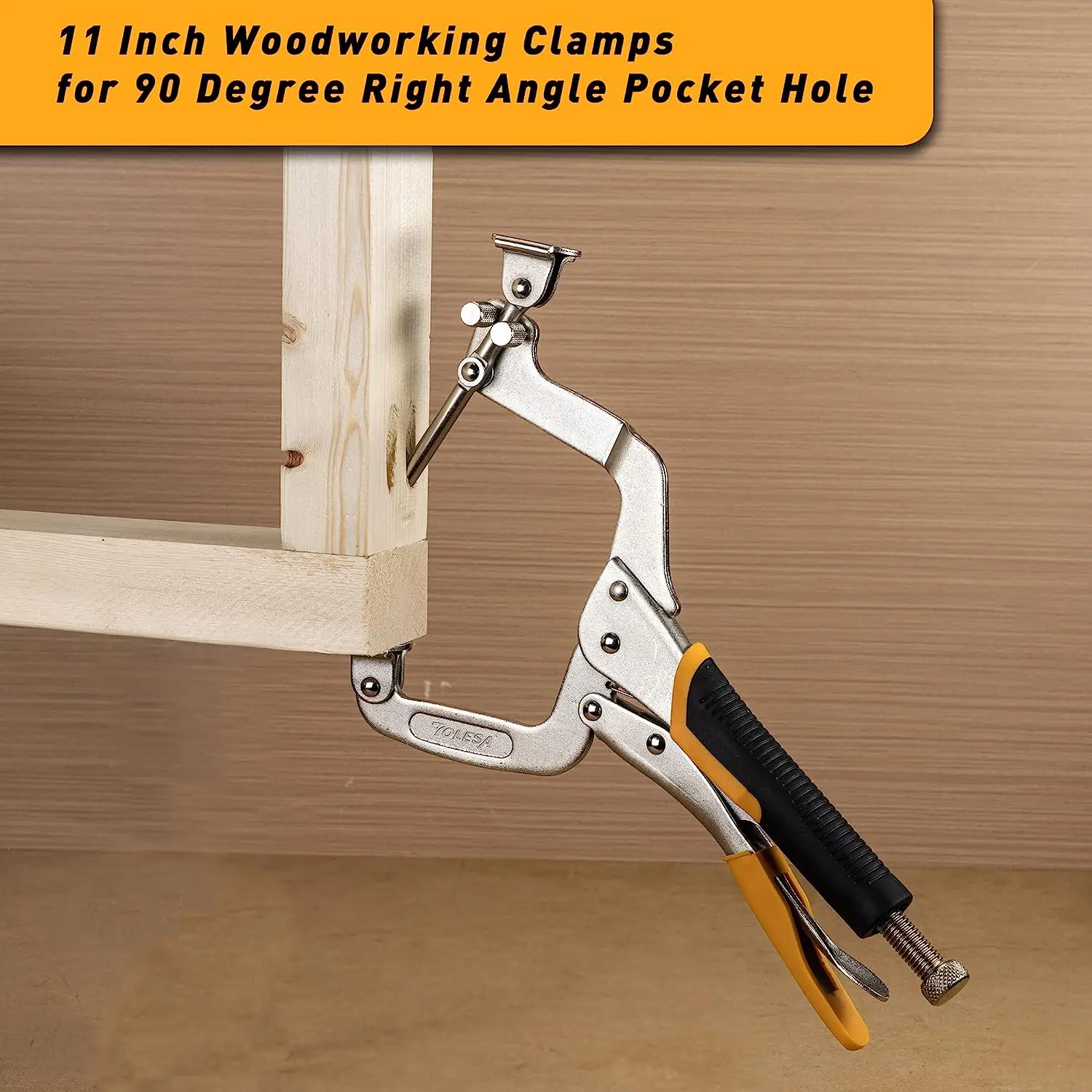 Imagem -04 - Tolesa Peças 11 Clamps Clamps Grampos de Furo de Bolso para Trabalhar Madeira Grampos de Ângulo Direito de 90 Graus com Maneiras Almofadas Ajustáveis Braçadeiras de Cara de Metal